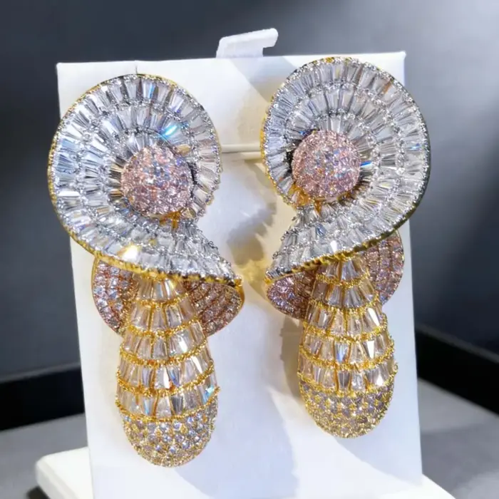 Missvikki luxe brillant goutte pendentif boucles d'oreilles pour les femmes quotidien à la mode Original fille cadeau Bloom haute qualité coréen accessoires