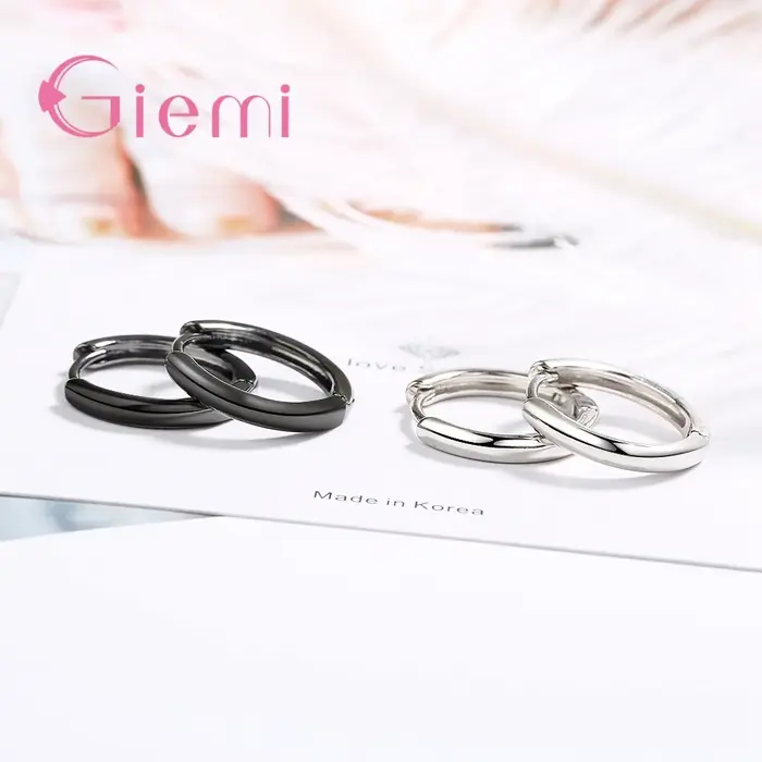 925 boucles d'oreilles en argent Sterling Style concis bijoux de mode pour femmes filles anniversaire cadeau de fiançailles deux couleurs