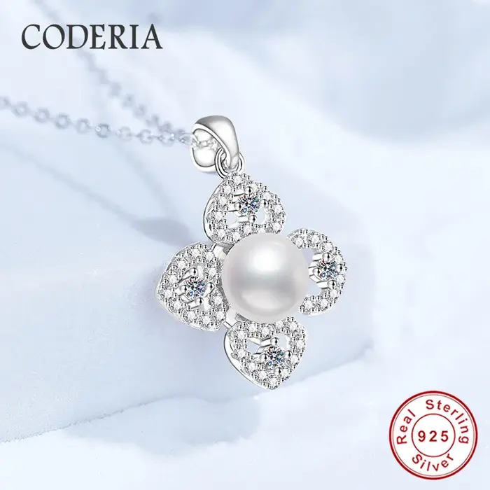 Pendentif en perles naturelles 100% argent Sterling 925