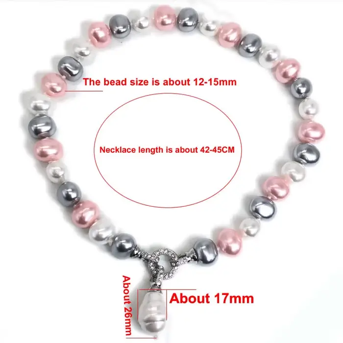Collier de perles de culture d'eau douce de pomme de terre blanche de 12 à 15m