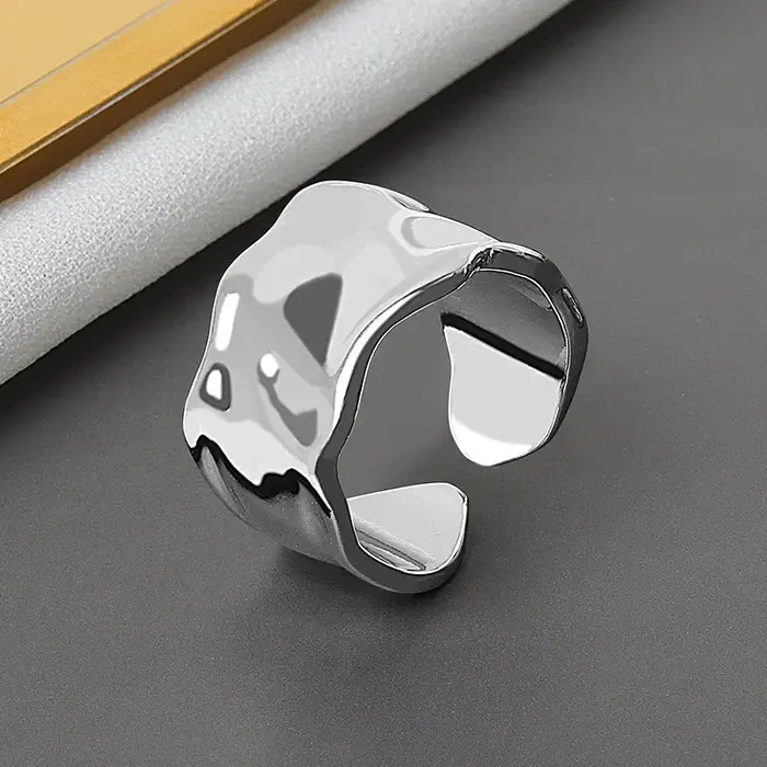 Group bague en argent regardé 925 pour femme, couleur or bosse, bijoux fins mignons, accessoires min