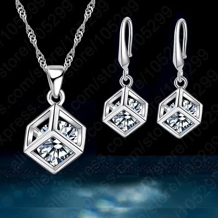 Ensemble de bijoux Giemi en argent sterling 925 serti de zirconium blanc pour femmes élégantes occassions spéciales anniversaire mariage fiançailles