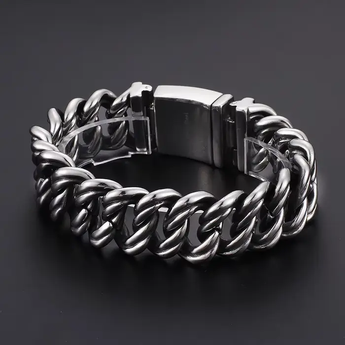 Chaîne en acier inoxydable de 22MM pour hommes, bracelets de poignet, bijoux de motard, bracelets po