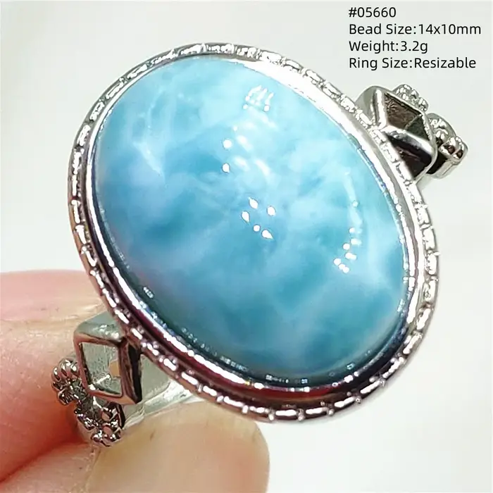Bague Larimar bleue naturelle