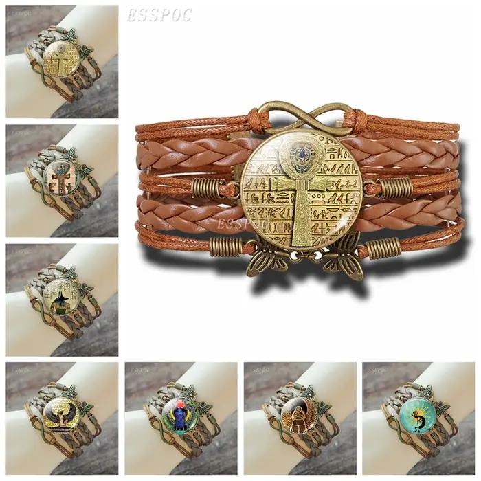 Bracelet croix égyptien Ankh pour hommes et femmes
