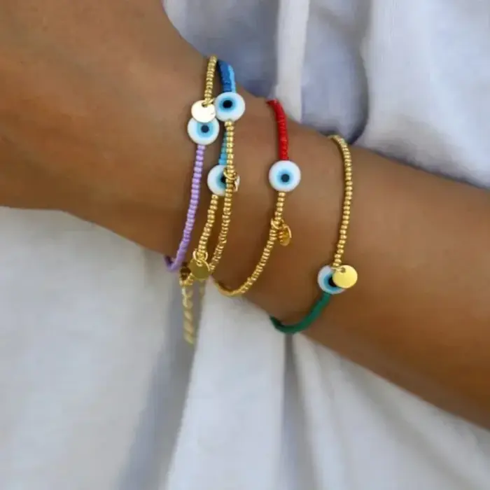 CCGOOD Bracelet de Protection contre le mauvais œil plaqué or 18 carats perles Miyuki bijoux empilables pour femmes cadeau spirituel hypoallergénique