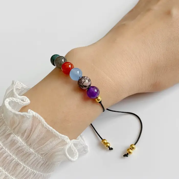 Bracelets en pierre Reiki de guérison, 8mm, pour femmes et hommes, Protection émotionnelle, méditation, bijoux réglables en cristal