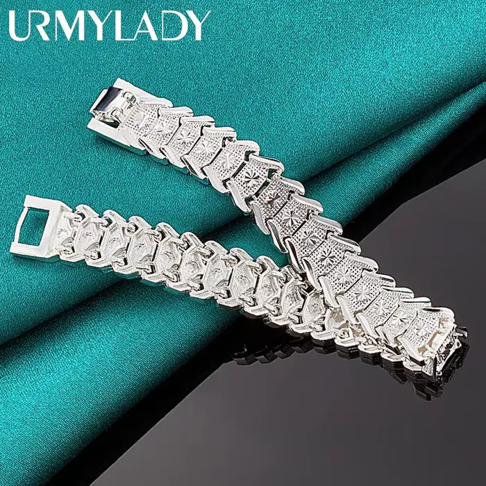 URMYLADY-Bracelet en argent regardé 925 pour homme et femme, breloque, mariage, convocation, fête de