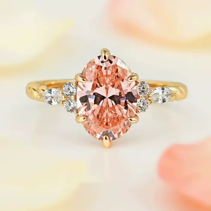 Produit le plus vendu - Bague en argent sterling 925 Pappalacha rose orange - Tendance pour les femmes
