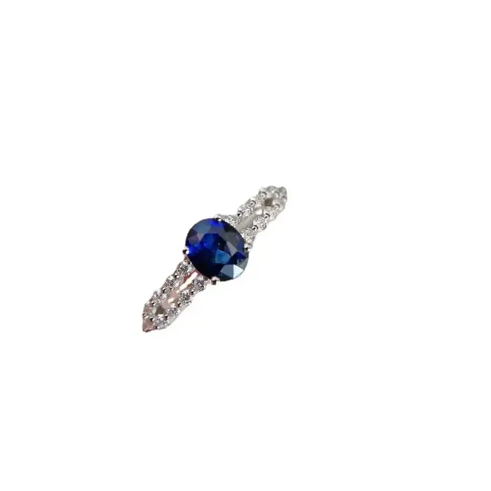 Bague saphir diamant incrusté d'argent 925 pour femme
