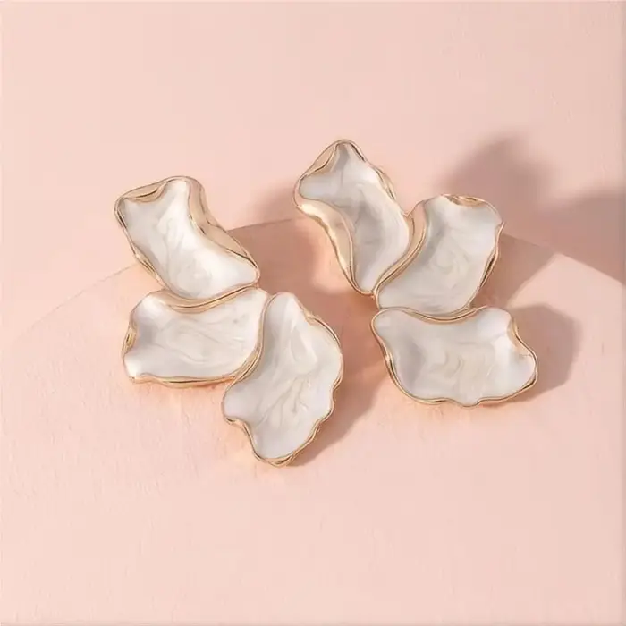 Cefiri – boucles d'oreilles pétales irréguliers plaquées or pour femmes