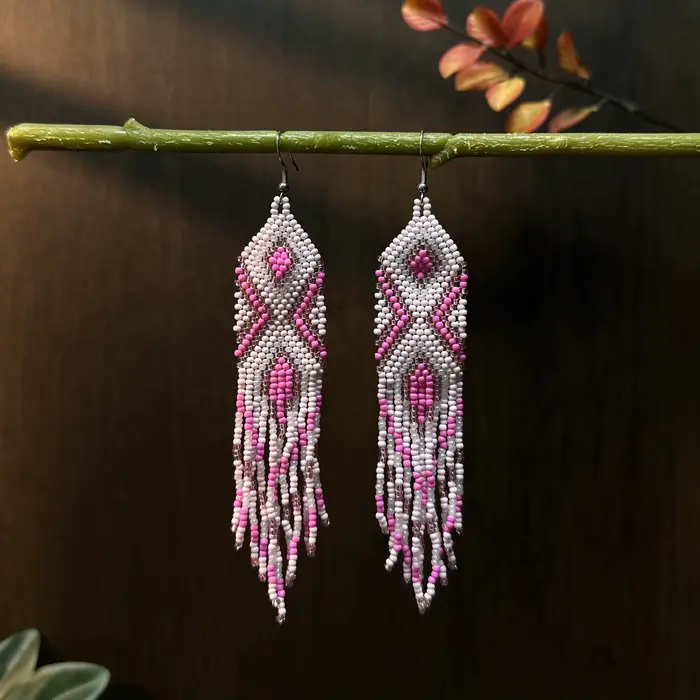 Boucles d'oreilles à perles de verre faites à la main, longues franges perlées, colorées, style ethn
