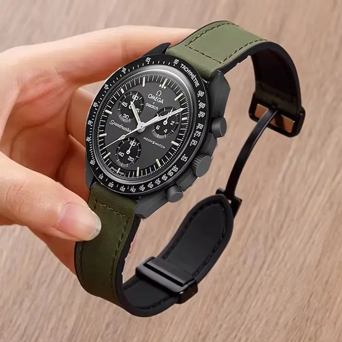 Cuir + Bracelet en Silicone pour Omega X Swatch Joint MoonSwatch Bracelet magnétique Bracelet Vintag