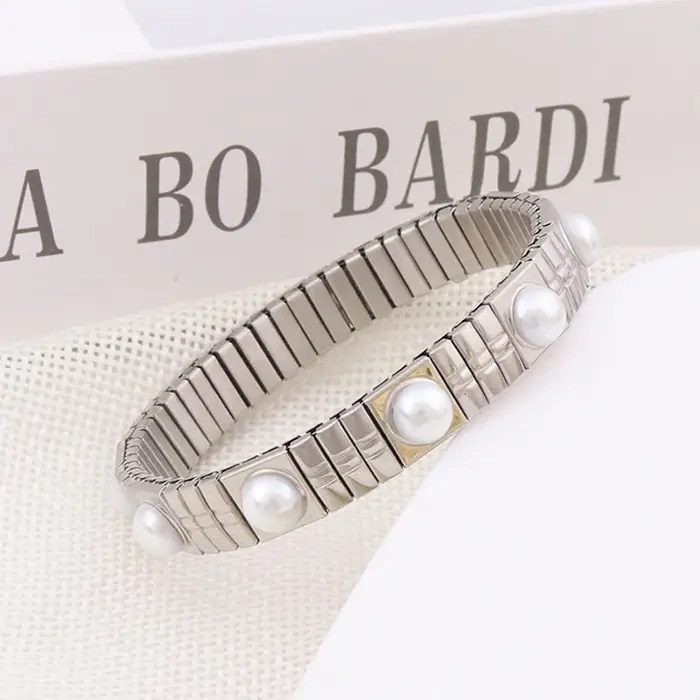 Loe-Bracelet de perles élastiques, mode coréenne Acier inoxydable. Bijoux de sport décontractés. Nou