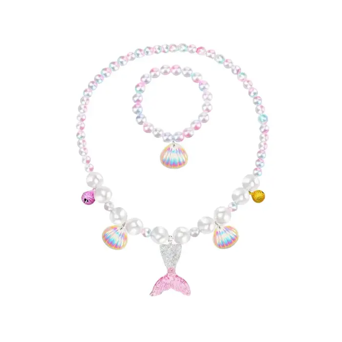 Ensemble de collier sirène pour filles bracelet boucles d oreilles forme queue de poisson scintillante bijoux princesse cadeau enfants occasions spéciales