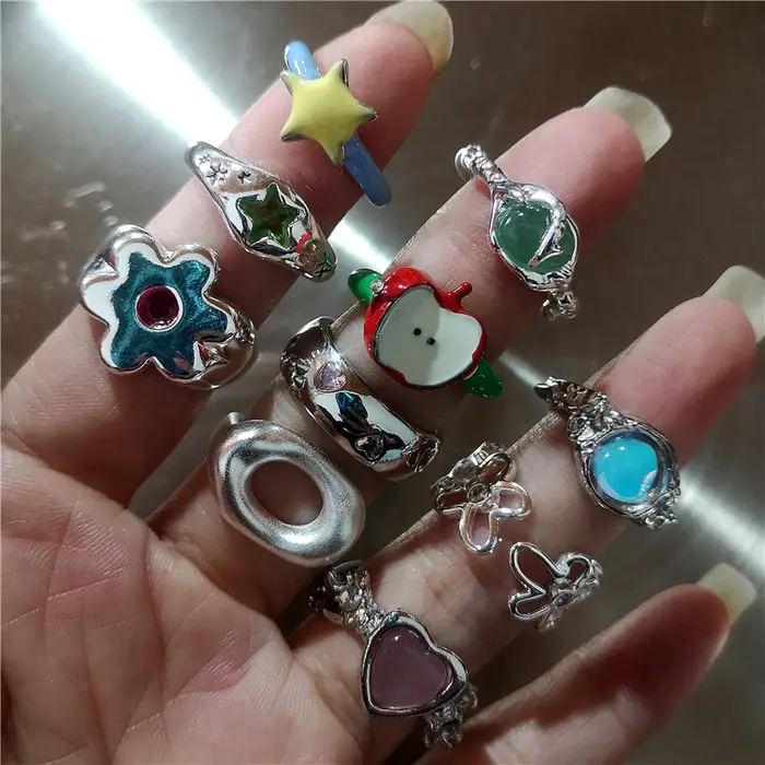 Bague ouverte en métal pour femme