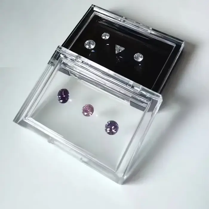 Boîte de présentation de bijoux avec pierres précieuses claires support organisateur en diamant vitrine d'emballage en pierre de Zircon modèle de pierres précieuses en strass collants pour bijoux occasions spéciales
