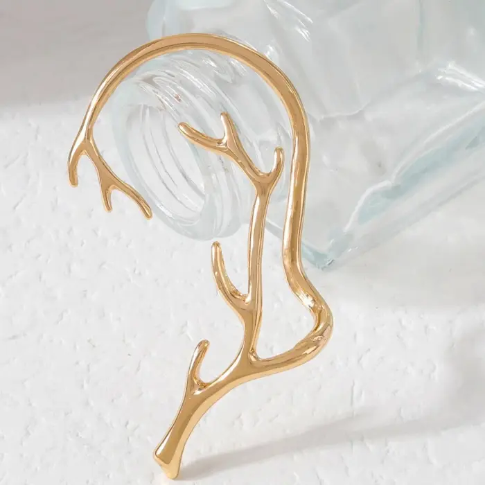 1 boucle d'oreille en forme de cerf à motif géométrique avec crochets pour les oreilles, pour femmes