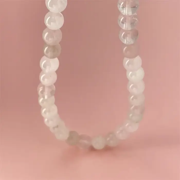 Collier de perles de cristal naturel rose