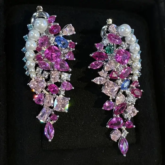 Bellux – boucles d'oreilles roses en argent plaqué or s925