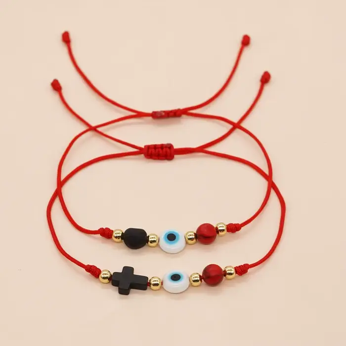 Go2boho – Bracelet d'amitié à ficelle rouge, pour femmes, hommes, enfants, cadeau de famille, Design mauvais œil, accessoires Crose, bijoux Lukcy