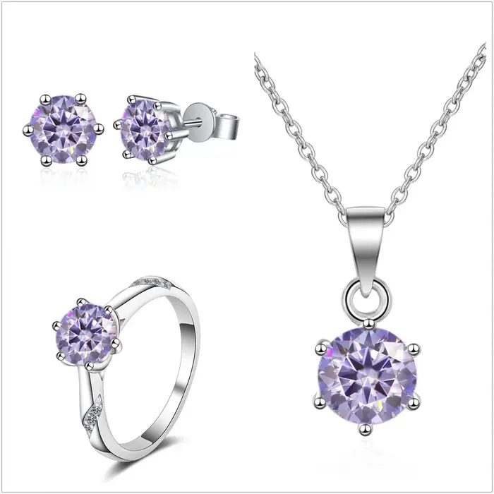 Ensemble de bijoux en Moissanite véritable pour femmes
