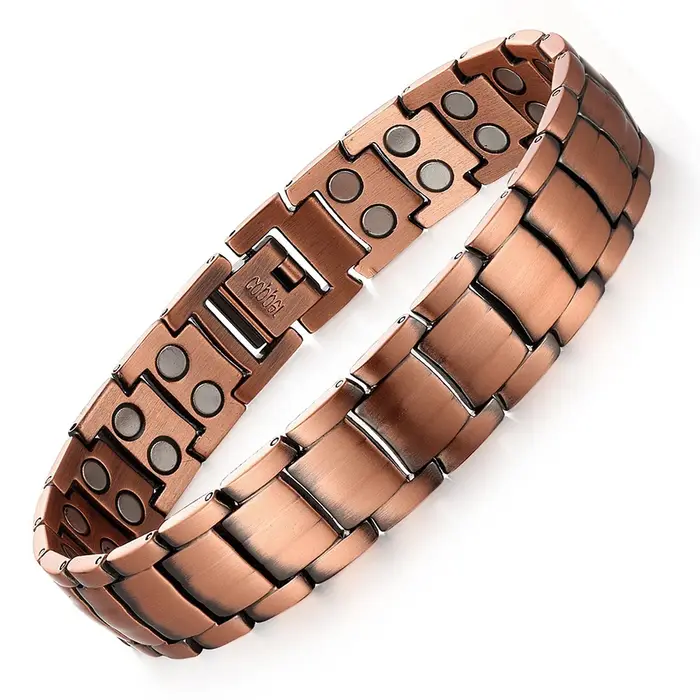 Bracelet magnétique plaqué cuivre pour hommes, bracelets à maillons magnétiques, énergie et santé, b