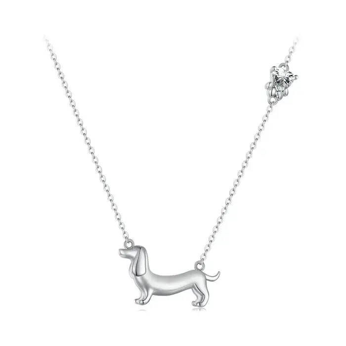 BAMOER – collier en argent Sterling 925 avec Zircon, design unique de chien teckel, bijoux fins pour