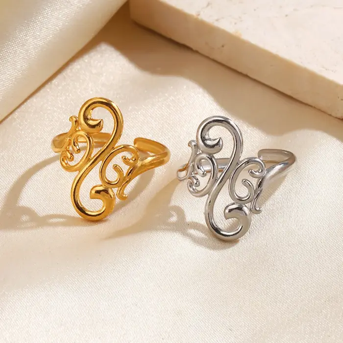 Bague ouverte en filigrane Vintage pour femmes