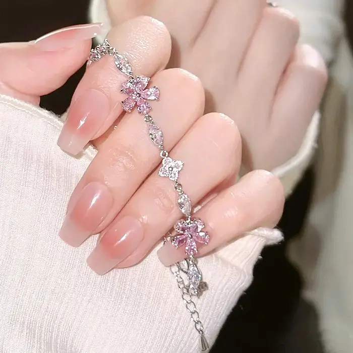 Y2K – Bracelet en cristal rose doux pour femmes