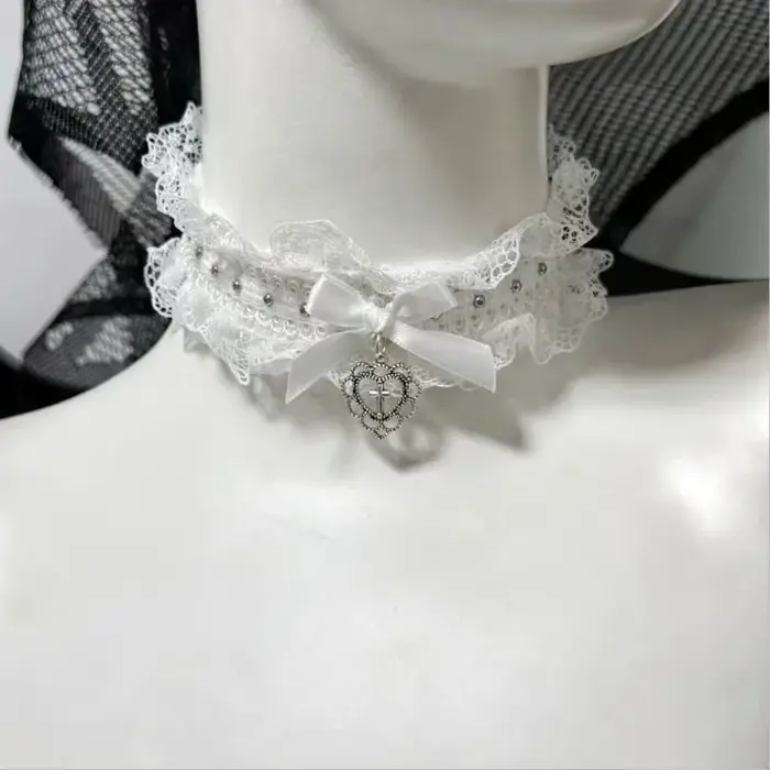 Collier Ras du Cou Lolita Cosplay Bijou Féminin Dentelle Élégante Accessoire de Costume pour Jeu de Rôle Fête Cadeau Kawaii