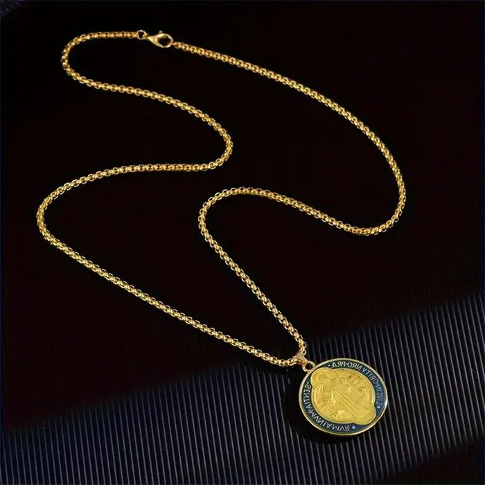 YILUOCD Saint benoît de Nursia médaille pendentif collier amulette puissante de bijoux de Protection spirituelle