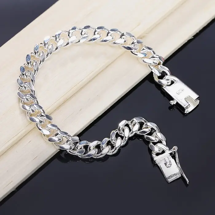 Bracelets en argent sterling 925, design noble, bijoux de mode, haute qualité, chaîne solide de 8 mm