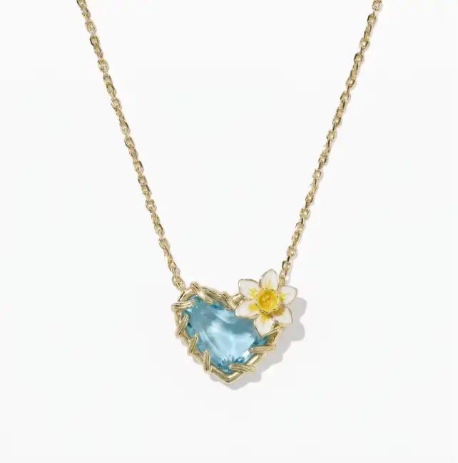 Collier Fleur du Mois Pendentif Cœur Pierre de Naissance Accessoire Bijoux Femme Occasions Spéciales