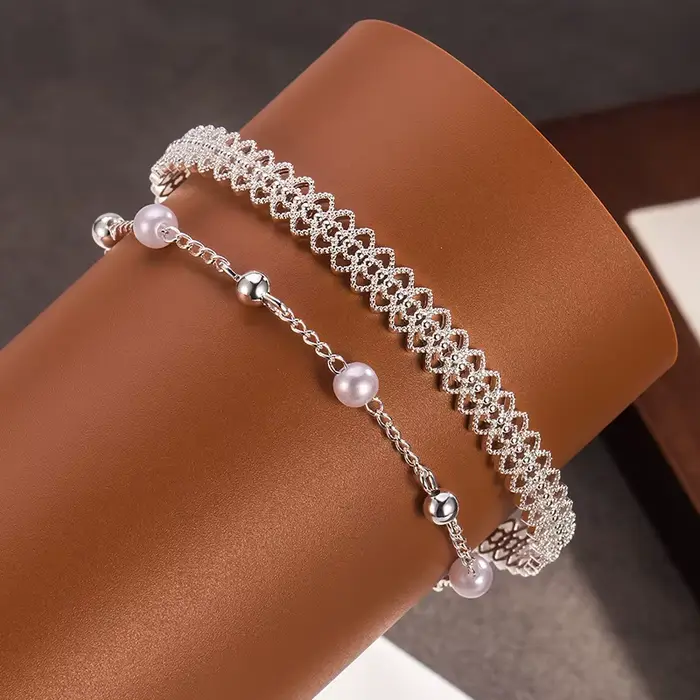 Nouveau bracelet en argent sterling 925, forme géométrique simple, bracelet pour femme, charme personnalisé, bijoux exquis