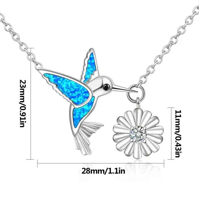 Collier avec pendentif colibri et marguerite pour femmes