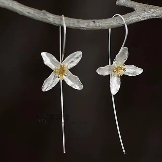 Boucles d'oreilles trèfle à quatre feuilles en argent Sterling 925, longues et élégantes pour femmes