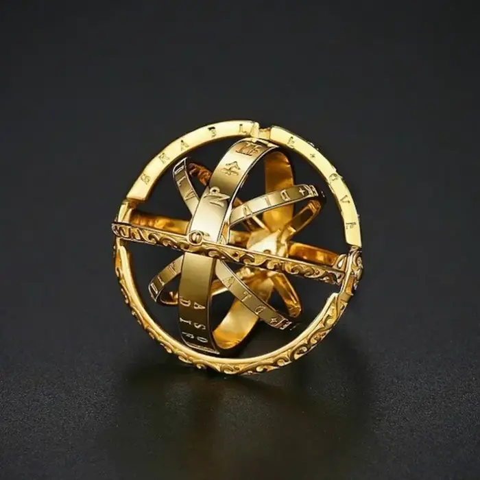 Bague Astronomique en Alliage de Zinc avec Design Géométrique Vintage pour Fête et Cadeaux Spéciaux Unisexes