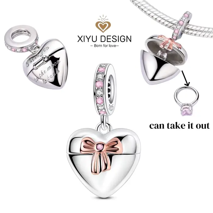 Bague en diamant pour la fête des mères, boîte-cadeau ouvrable, breloques, perles adaptées au Bracel