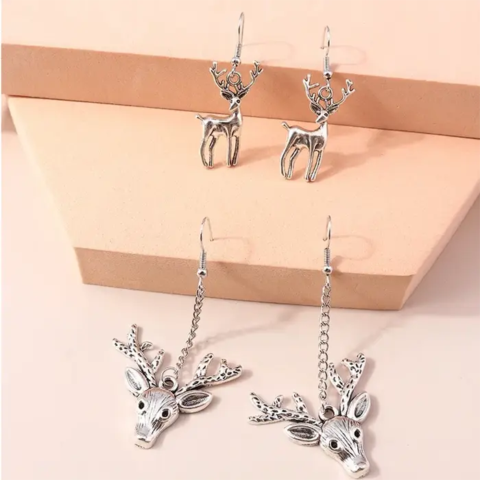 Boucles d'oreilles en métal couleur argent Aihua