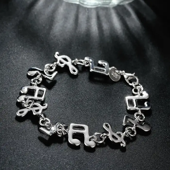 Chaîne de notes musicales fines en argent Sterling 925, Bracelets pour femme, fête de mariage, fille