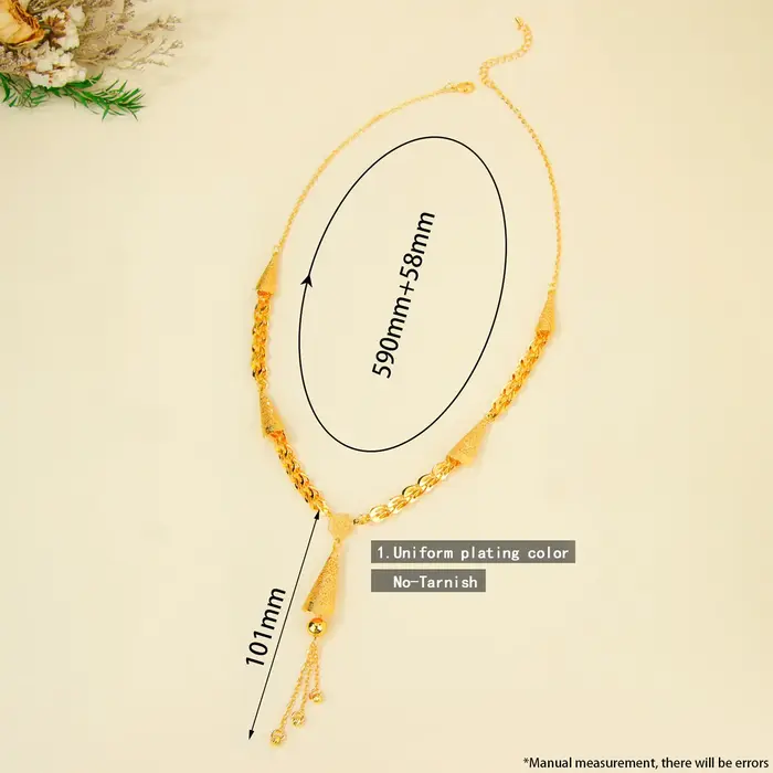 Collier long de mode Dubaï plaqué or 21 carats, chaînes à pampilles rétro pour mariée arabe, bijoux 