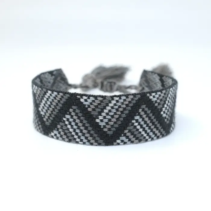 Bracelet Bohème Ajustable à Pompon Fait à la Main pour Femme, Sangle Tissée Colorée, Corde à Main, B
