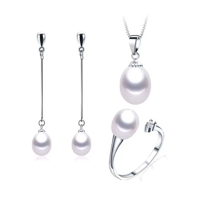 Ensembles de bijoux en perles noires pour femmes, bijoux en argent sterling 2020, à la mode, pour ma