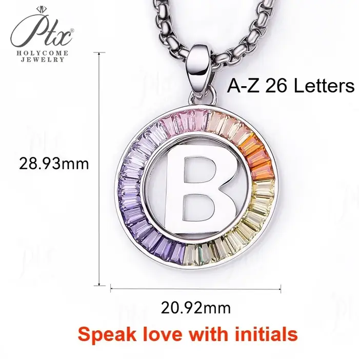 Collier pendentif 26 lettres plaqué argent 925