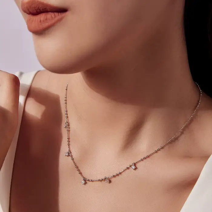 Bamoer – collier en moissanite pour femmes, en argent Sterling 925, Design de chaîne à perles unique