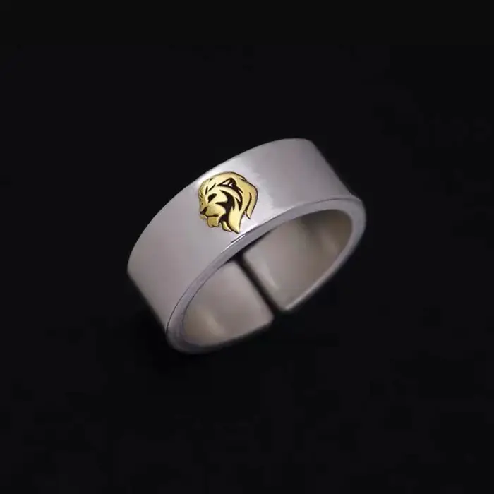 Bague punk en cuivre avec motif lion pour hommes et femmes, alliance de mariage élégante et forte pour occasions spéciales