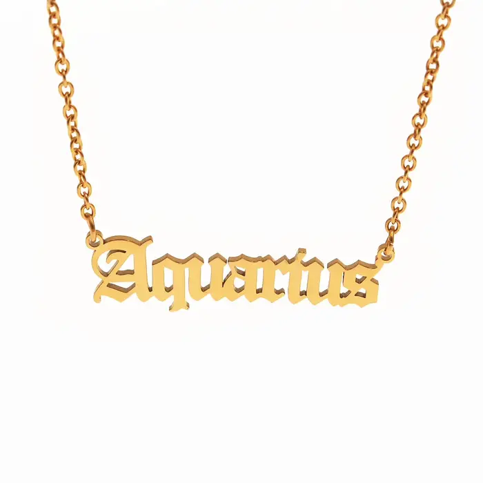 Collier pendentif lettres du zodiaque, 12 lettres du zodiaque, vieil anglais, scorpion, bélier, géme