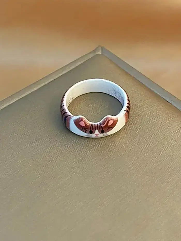 Bague Chat Mignon Style Dessin Animé, Petit Design Polyvalent, Bijou Animal pour Étudiants, Accessoi