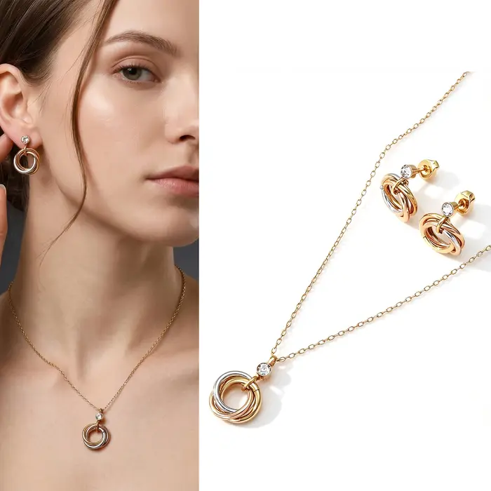 Ensemble de bijoux pour femme : collier et boucles d'oreilles minimalistes et élégants